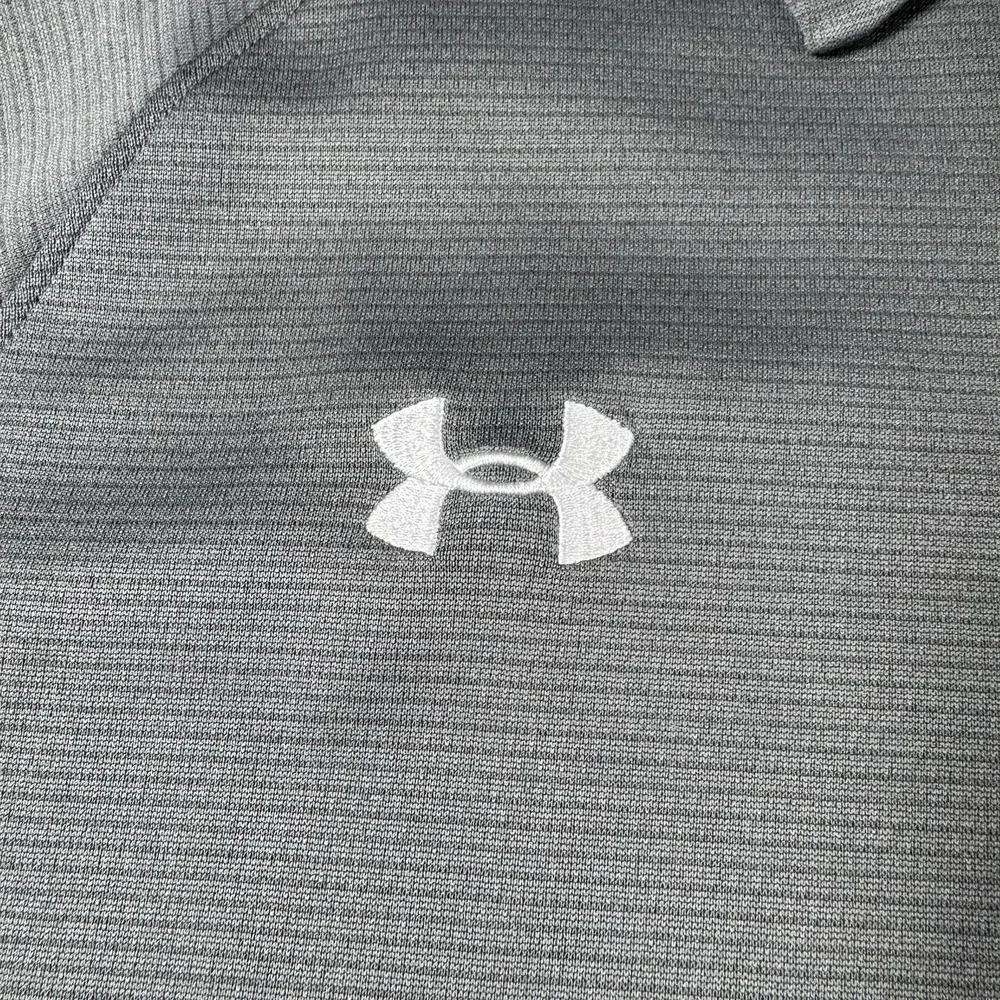 Under Armour Men's XL Grey White Warrior Games Short-Sleeve Polo Shirt Athletic